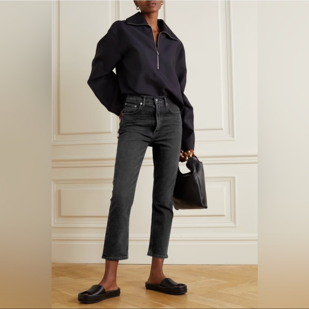 Agolde Riley Crop Black Jeans
